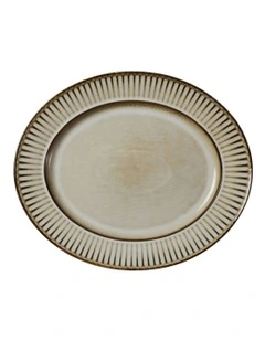 Leros Rim Oval Platter 36x30cm in Mocha