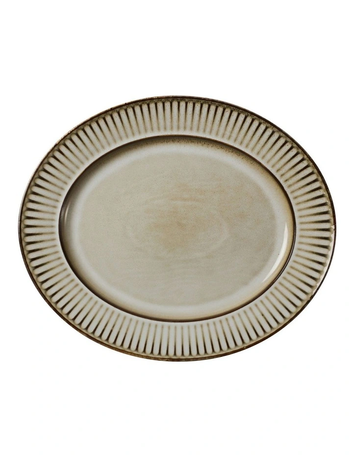 Leros Rim Oval Platter 36x30cm in Mocha image 1