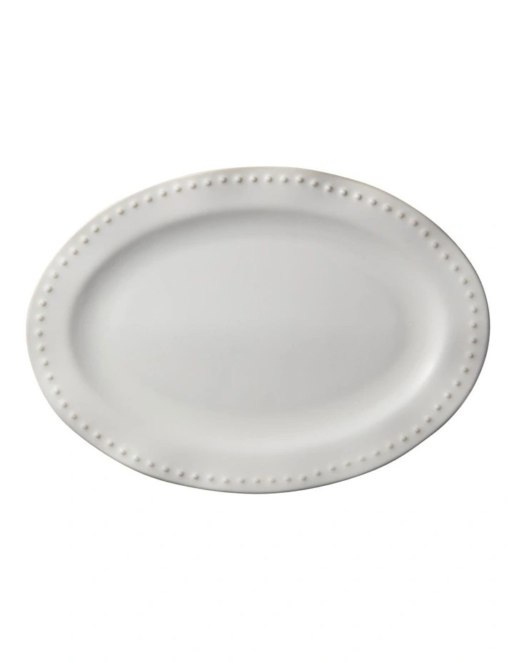 Punto Rim Oval Platter 35x25cm in Ecru image 1