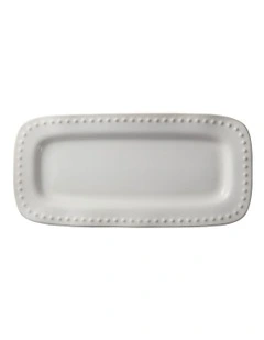 Punto Rectangular Rim Platter 33x16cm in Ecru