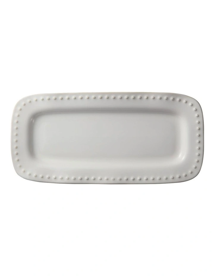 Punto Rectangular Rim Platter 33x16cm in Ecru image 1