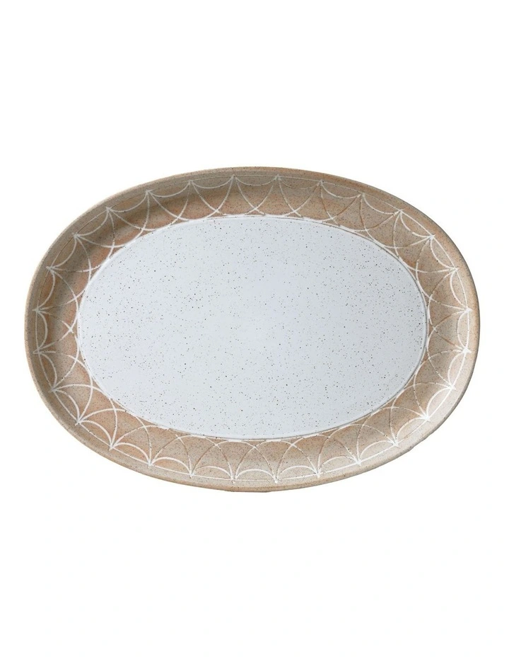 Natural Entertainer Oval Platter in Raw W/White Speckle image 1