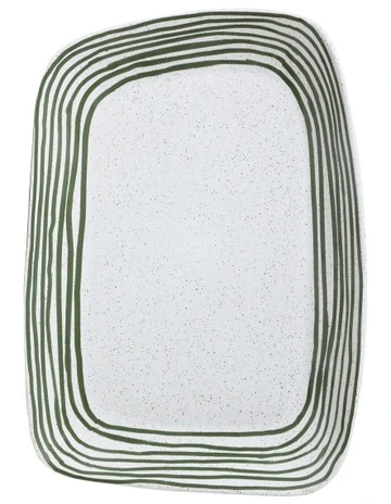 Mediterranean Story Striped Tray in Olive Handbrush