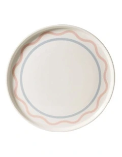 Summer Ribbon Cake Plate 30cm Vintage White With Pink