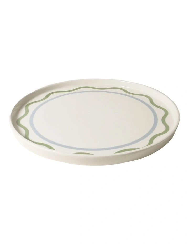 Summer Ribbon Cake Plate 30cm in Vintage White With Green image 3