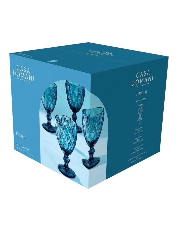 Deanna Wine Glass 4 Pieces Gift Boxed in Blue image 4