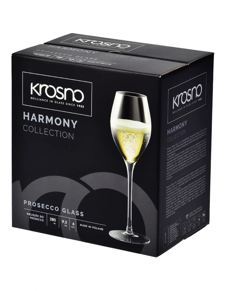 Harmony Prosecco Glass 300ml Set of 6 Gift Boxed in Clear image 3