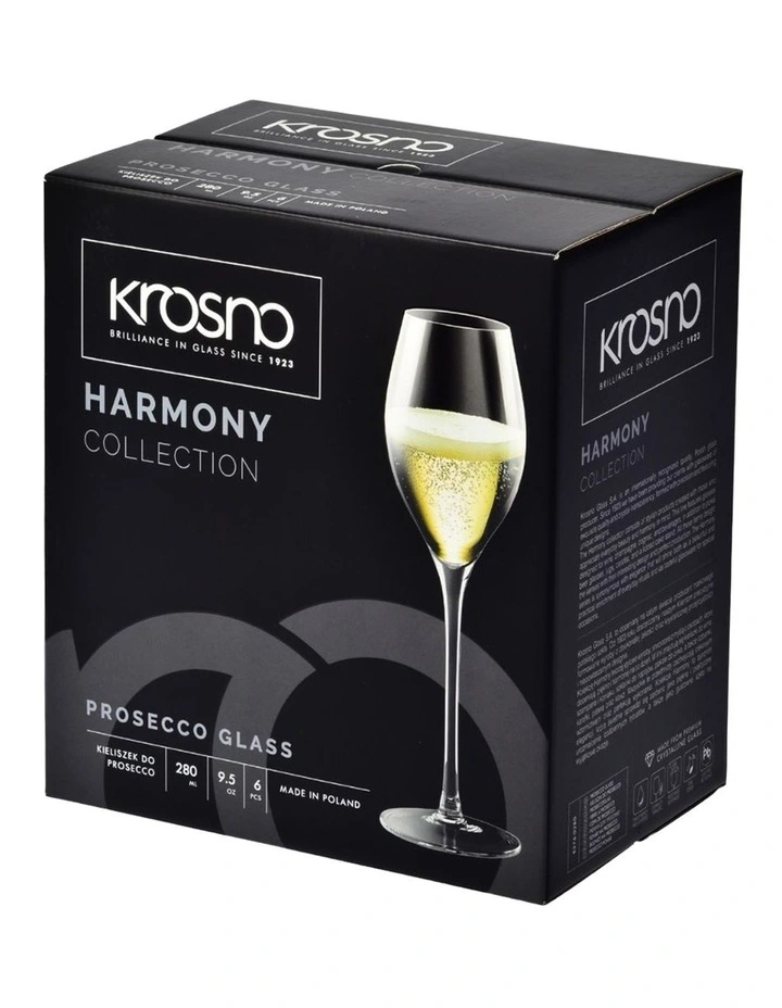 Harmony Prosecco Glass 300ml Set of 6 Gift Boxed in Clear image 3