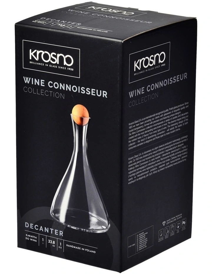 Connoisseur Wine Decanter Beechwood Stopper 1L in Clear image 2