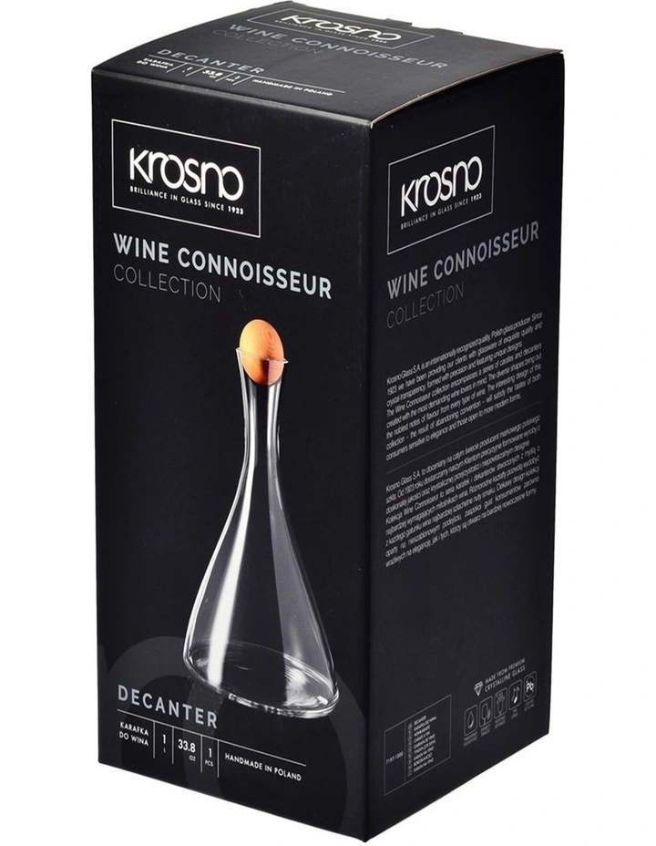 Connoisseur Wine Decanter Beechwood Stopper 1L in Clear image 2