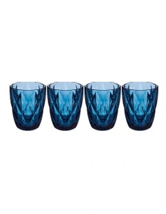 Deanna Double Old Fashion Glass 4 Piece Gift Boxed in Blue