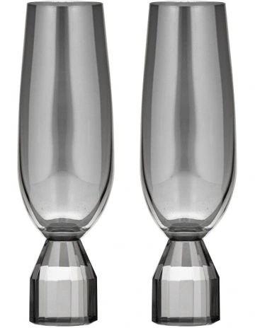 Ava Champagne Glass 2 Pack in Charcoal