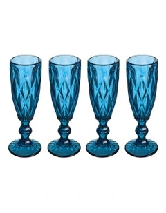 Deanna Champagne Flute 4 Pieces Gift Boxed in Blue