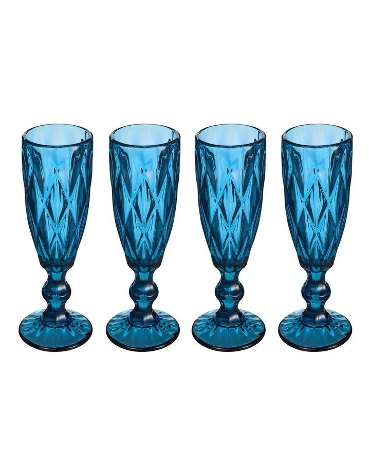 Deanna Champagne Flute 4 Pieces Gift Boxed in Blue image 1