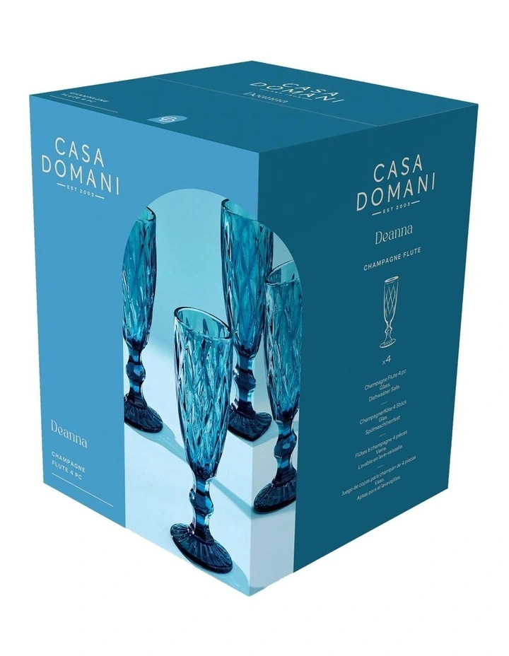 Deanna Champagne Flute 4 Pieces Gift Boxed in Blue image 3