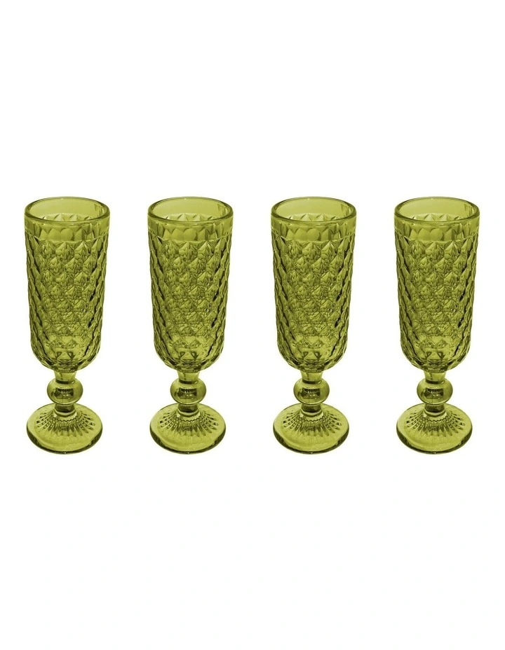 Caterina Champagne Flute 4 Pieces Gift Boxed in Green image 1