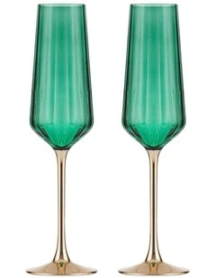 Valentina Champagne Glass 2 Pack in Forest