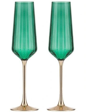 Valentina Champagne Glass 2 Pack in Forest
