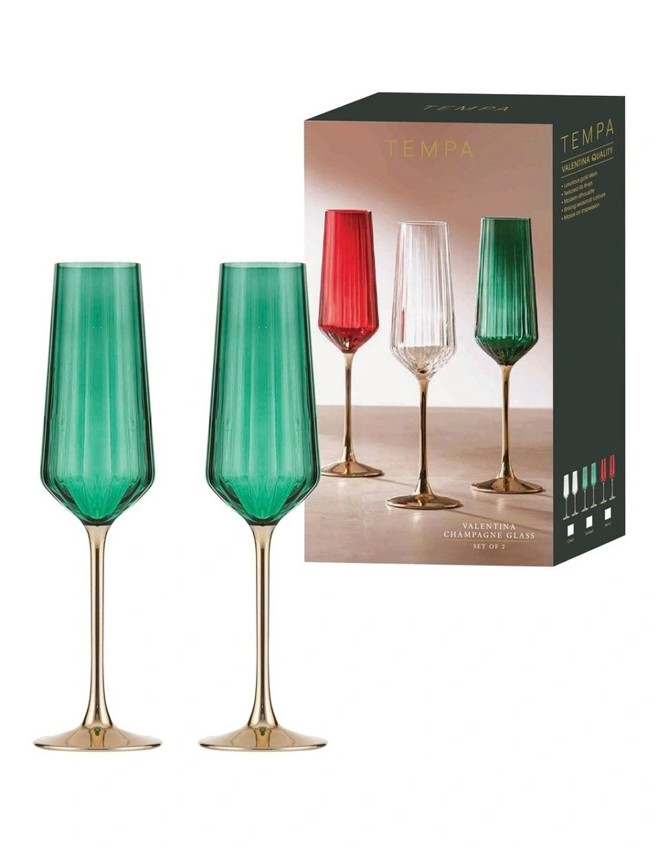 Valentina Champagne Glass 2 Pack in Forest image 2