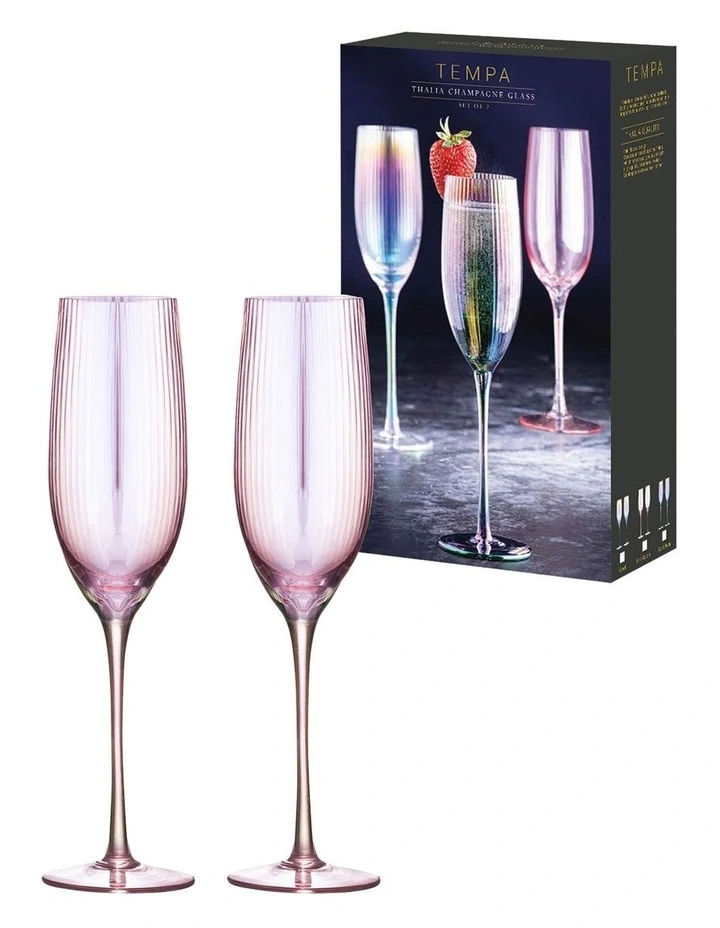 Thalia Quartz Champagne Glass Pack Of 2 in Pink image 2