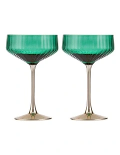 Valentina Coupe Glass 2 Pack in Forest