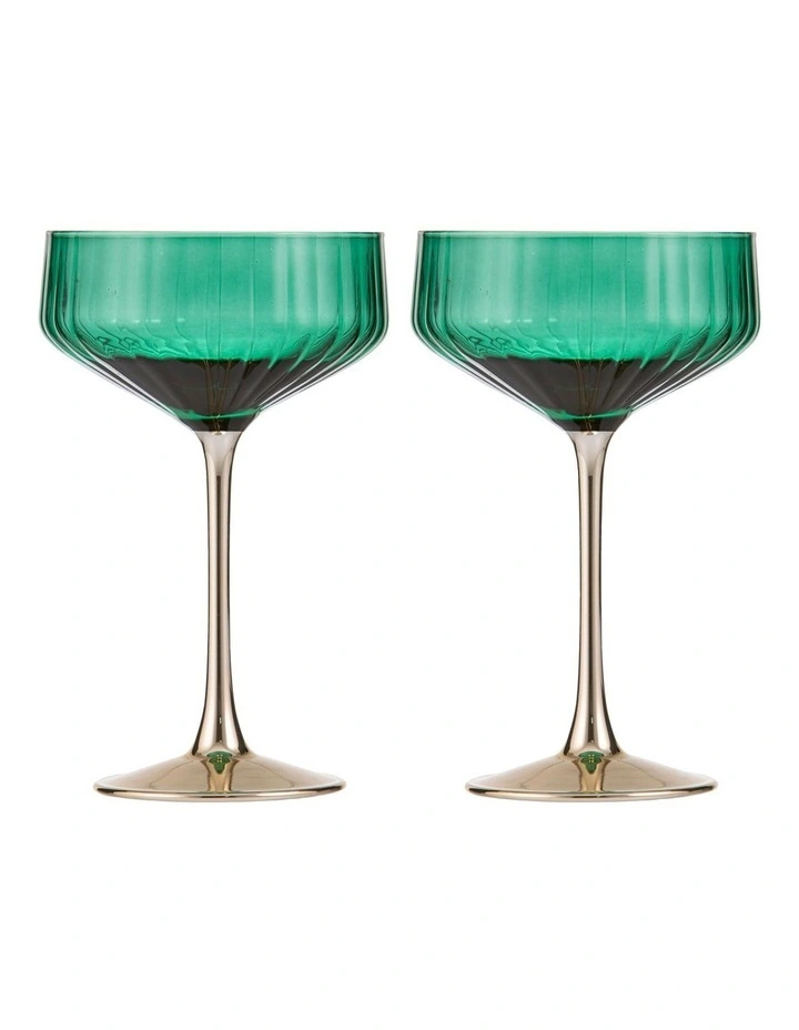 Valentina Coupe Glass 2 Pack in Forest image 1