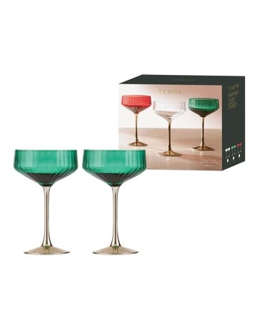 Valentina Coupe Glass 2 Pack in Forest