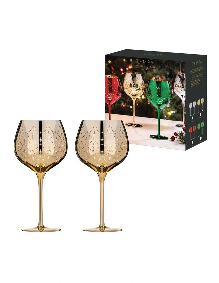 Celeste Gin Glass 2 Pack in Gold image 2