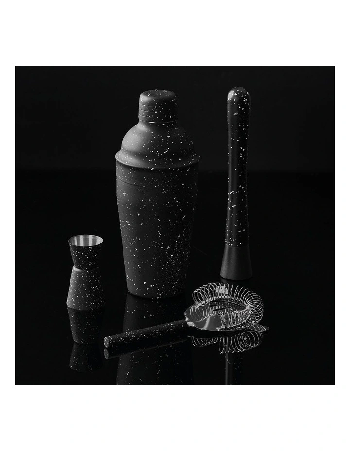 Mixologist 550ml Cocktail Bartender 4 Piece Set in Black image 3