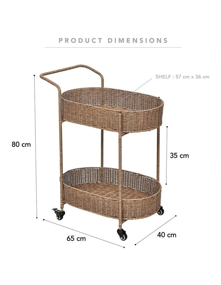 Soda Rattan Bar Cart in Natural image 3