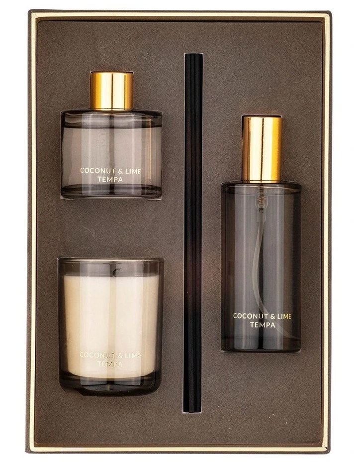 Luna Coconut & Lime Home Fragrance 3Pieces Gift Set in Brown image 2