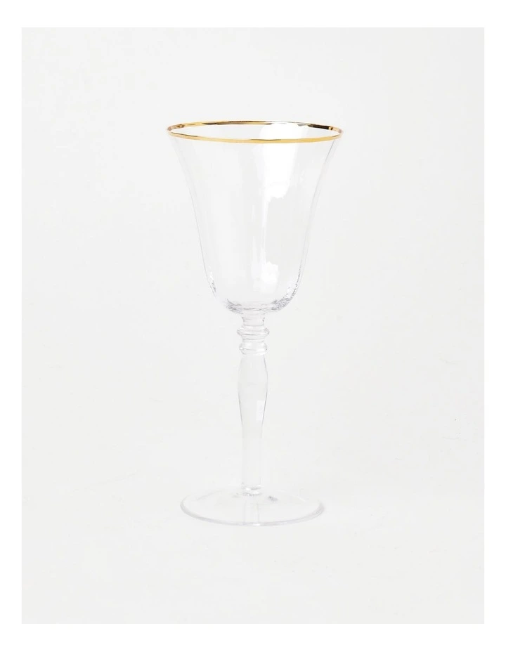 Gabrielle Wine Glass Set of 4 Gold Rib in Clear image 2