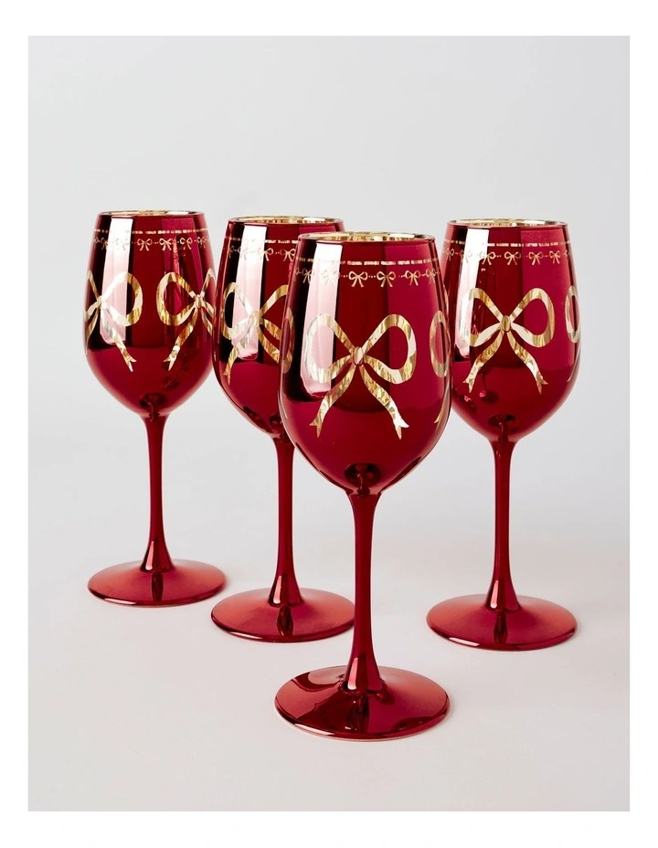 Bow Wine Glass Set of 4 in Red image 1