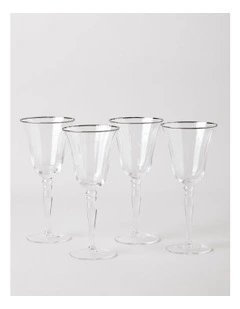 Gabrielle Wine Glass Set of 4 in Silver