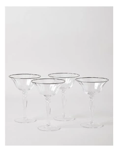 Gabrielle Coupe Glass Set of 4 in Silver