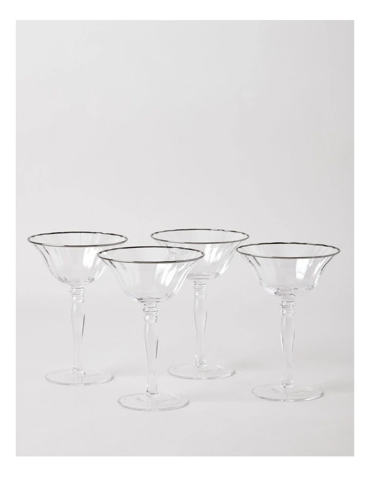 Gabrielle Coupe Glass Set of 4 in Silver image 1