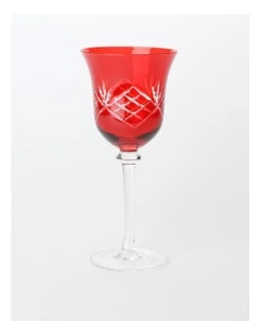 Traditional Christmas Wine Glass Set of 4 in Red