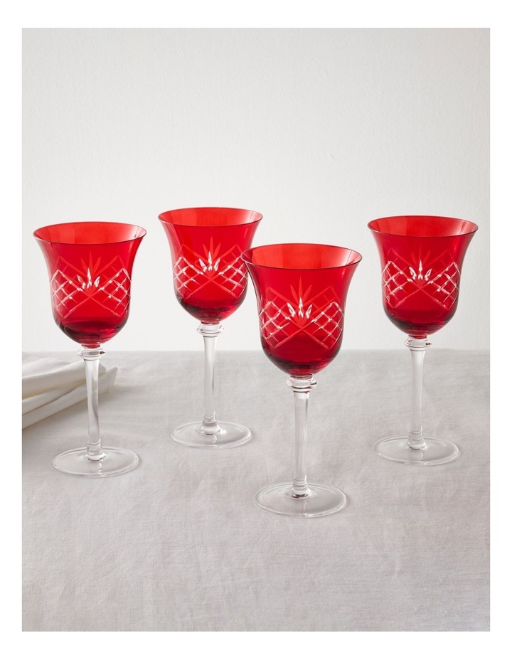 Traditional Christmas Wine Glass Set of 4 in Red image 2
