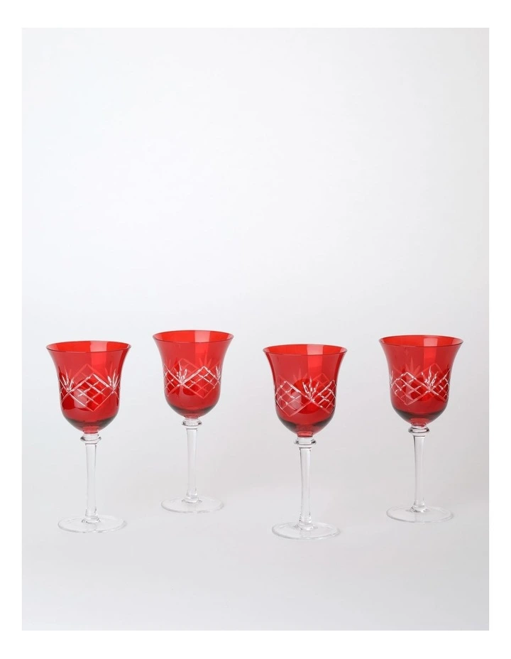 Traditional Christmas Wine Glass Set of 4 in Red image 3
