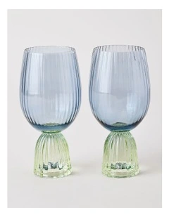 Pastel Brights Wine Glass Set of 2 in Blue/Green