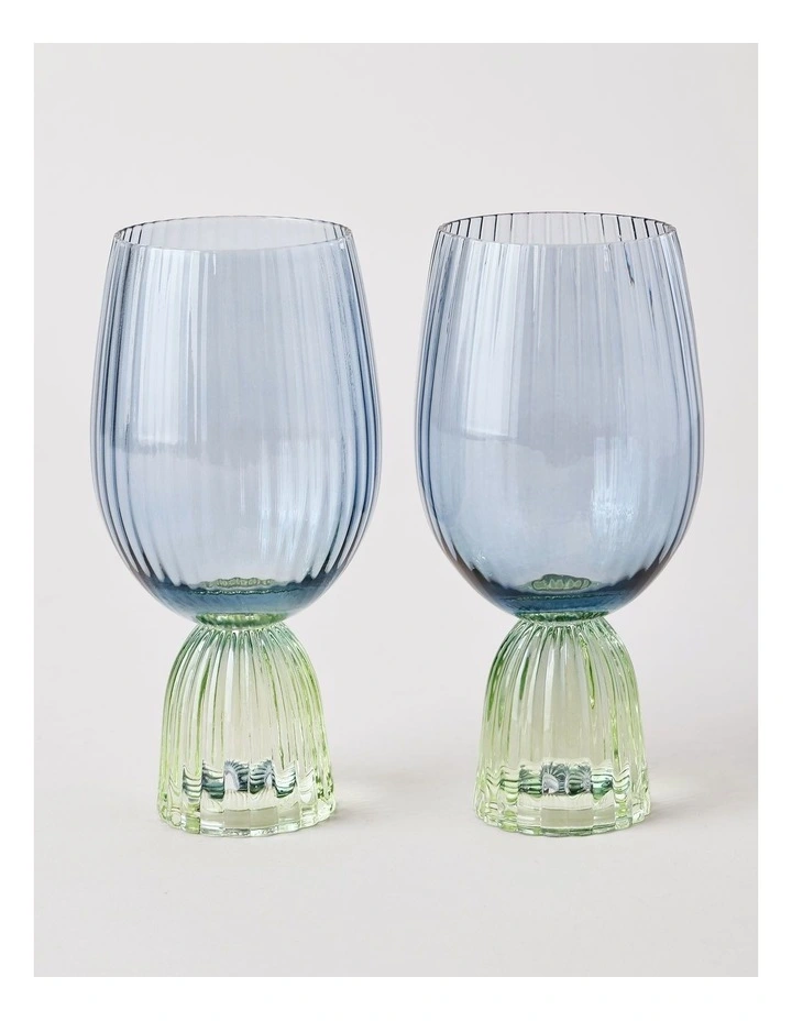 Pastel Brights Wine Glass Set of 2 in Blue/Green image 1
