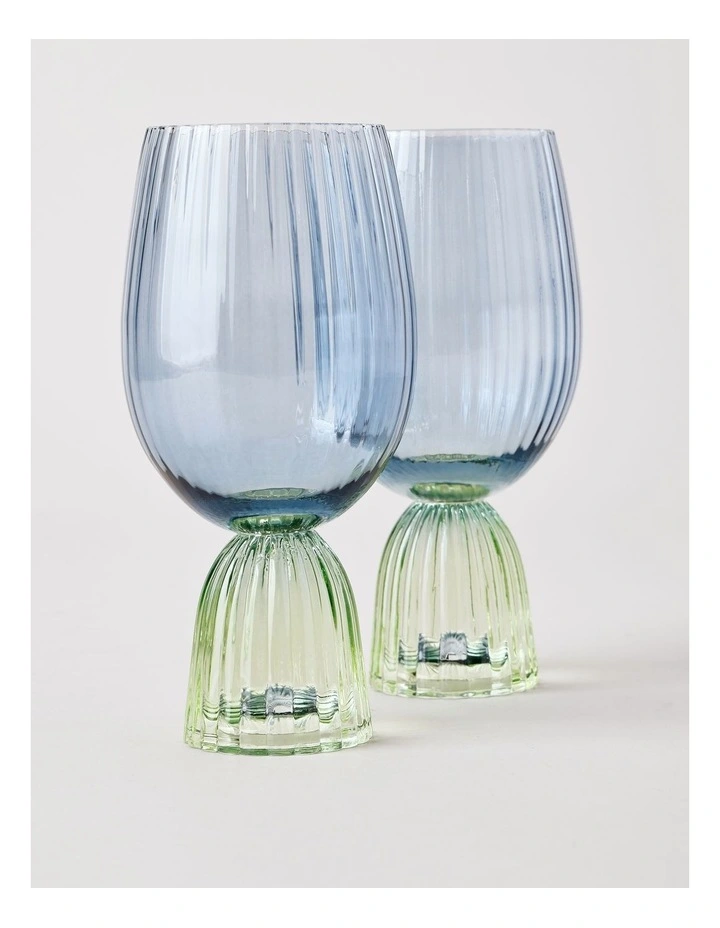 Pastel Brights Wine Glass Set of 2 in Blue/Green image 2
