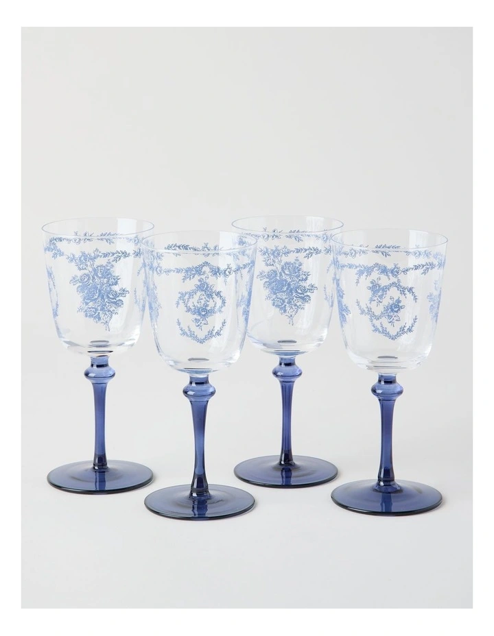 Mazarine Wine Glass 320ml Set of 4 in Blue image 1