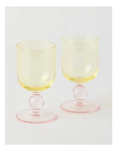 Coloured Cosy Wine Glass Set of 2 in Yellow