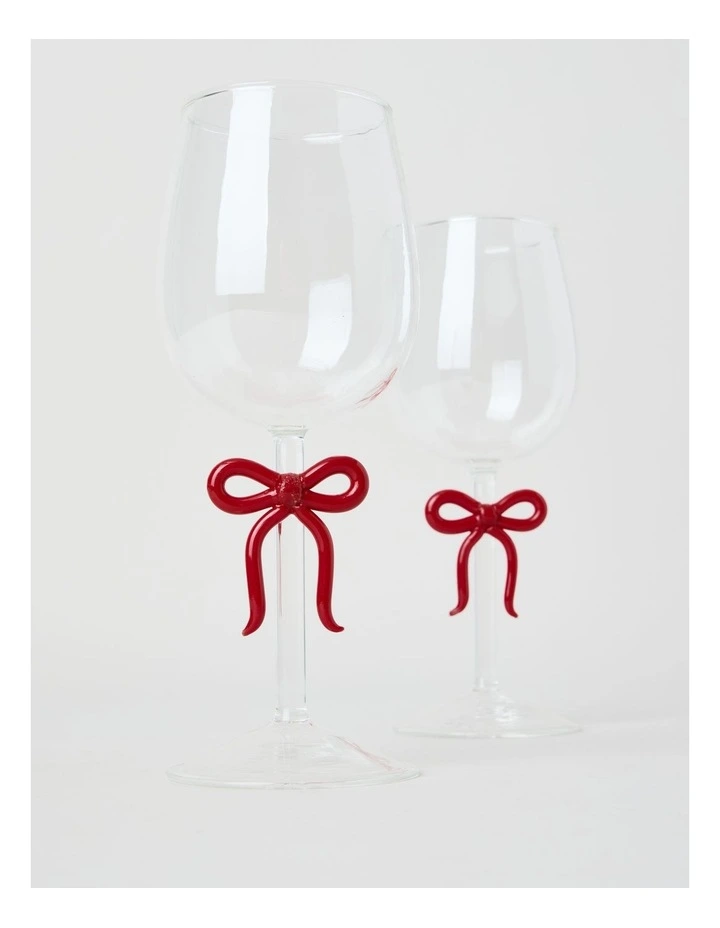 Ruby Bow Wine Glass Set of 2 380ml in Red image 3