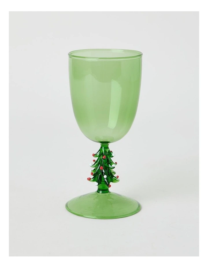 Joy Wine Glass Christmas Tree Set of 2 260ml in Green image 2
