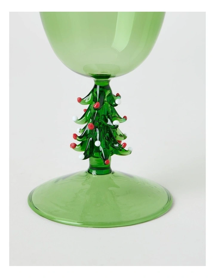 Joy Wine Glass Christmas Tree Set of 2 260ml in Green image 3