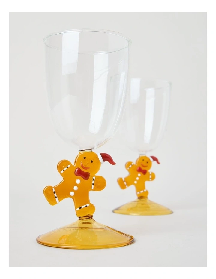 Joy Wine Glass Gingerbread Set of 2 260ml in Amber image 3