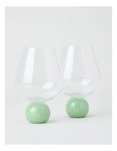 Bubble Wine Glass Set of 2 560ml in Green