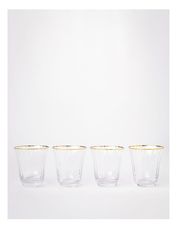 Gabrielle Martini Glass Set of 4 Gold Rib in Clear